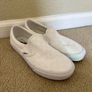 Vans Checkerboard White Slip Ons!